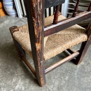 Low chair in wood and straw, Spanish folk art 17th-18th century no. 1