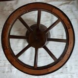 Dudouyt style brutalist wooden wheel coffee table