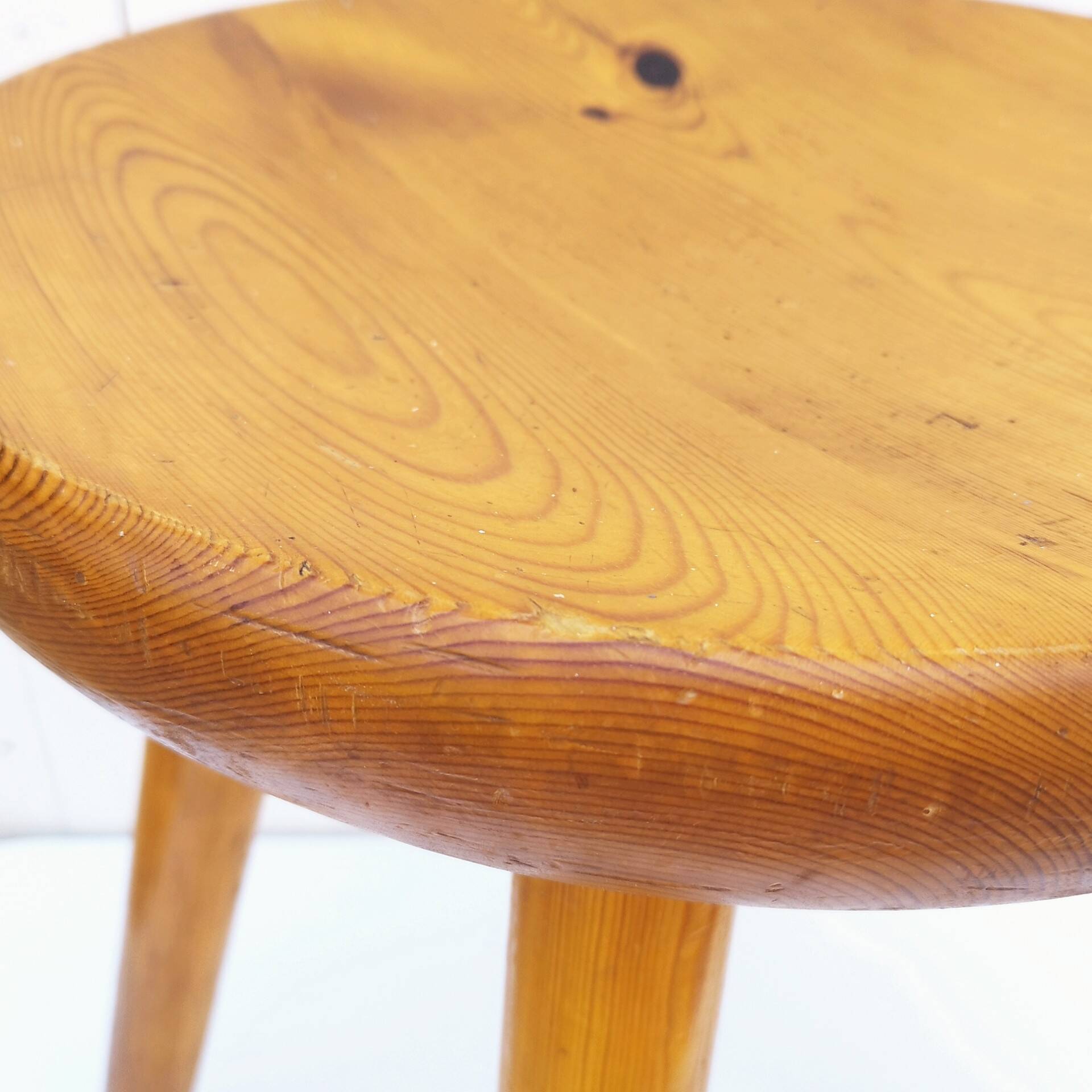 Large vintage folk art curved seat stool