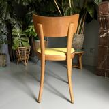 6 yellow and wood Thonet chairs