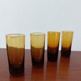 Set of 4 amber shot glasses
