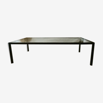 Table basse en fer et verre style industriel