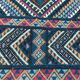 Tapis bleu à motifs multicolores tissés mains en laine naturelle