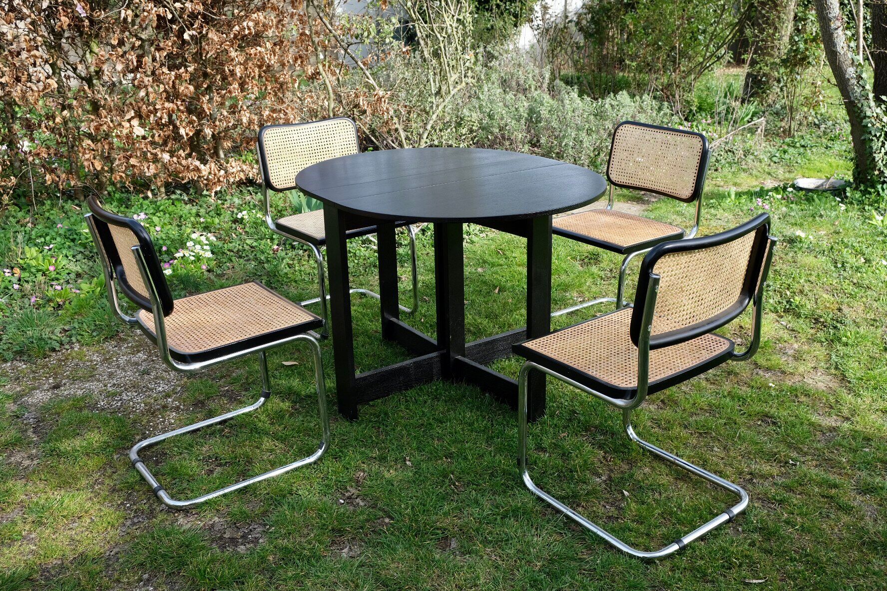 Scandinavian design oval table felling vintage folding 60-70-80
