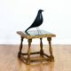 Authentic solid wood and green marble pedestal