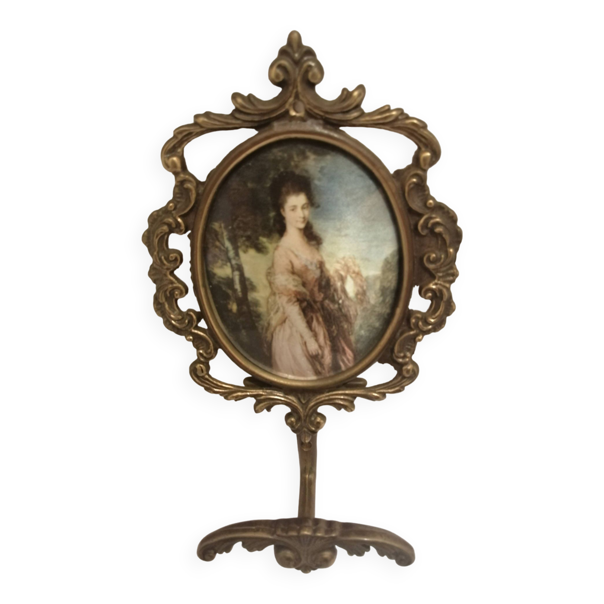 Patere cadre medaillon en laiton mural vintage