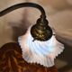 antique Art Nouveau lamp from 1890 to 1910 with blue opalescent lace glass