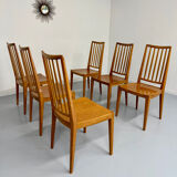 Lot de 6 chaises en hêtre massif vintage bois bicolore design annee 60