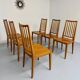 Lot de 6 chaises en hêtre massif vintage bois bicolore design annee 60