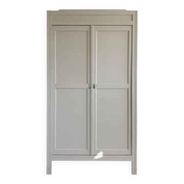 Parisian wardrobe with shelves, renovated oak wood.