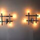 Pair of geometric wall lamps Maison Sciolari, 4feux, Italy, 1970