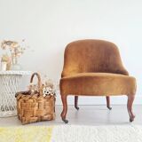 Dark ochre velvet toad armchair