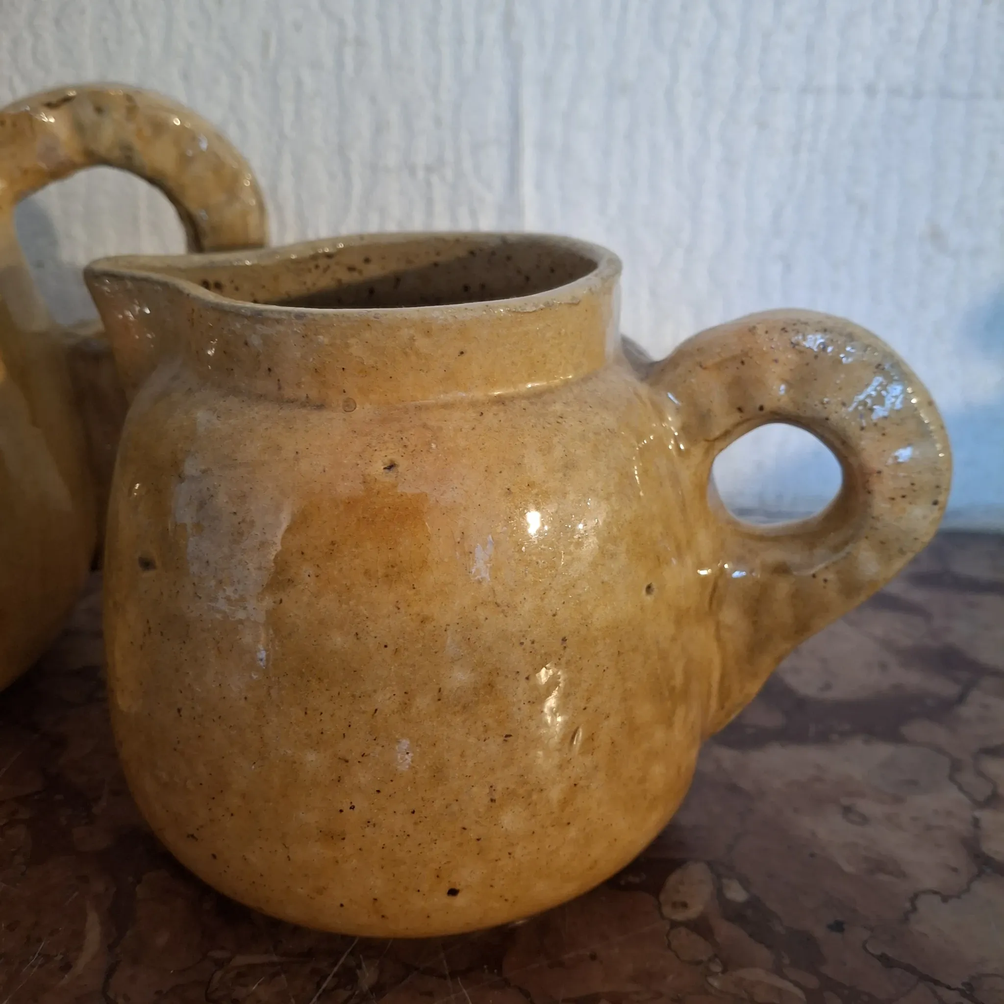 Pair of glazed earthenware jugs from Biot. 1950
