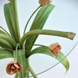 Pedestal table / Bouquet of flowers side table / Wrought iron roses 1960 vintage