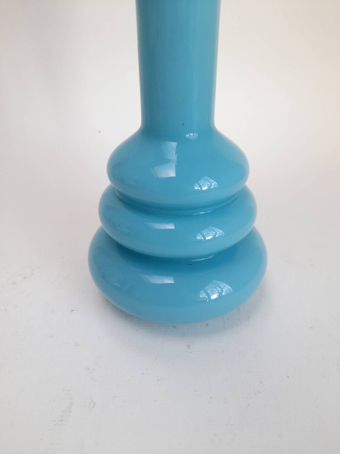Blue opaline vase with space age rings
