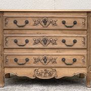 Louis XV style chest of drawers, solid raw oak, 1920.