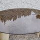 70s travertine and smoked glass designer coffee table