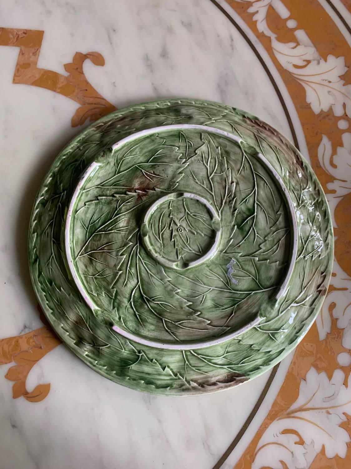 Slush Cake Dish Serving Tart Vine Leaves Grape Patterns