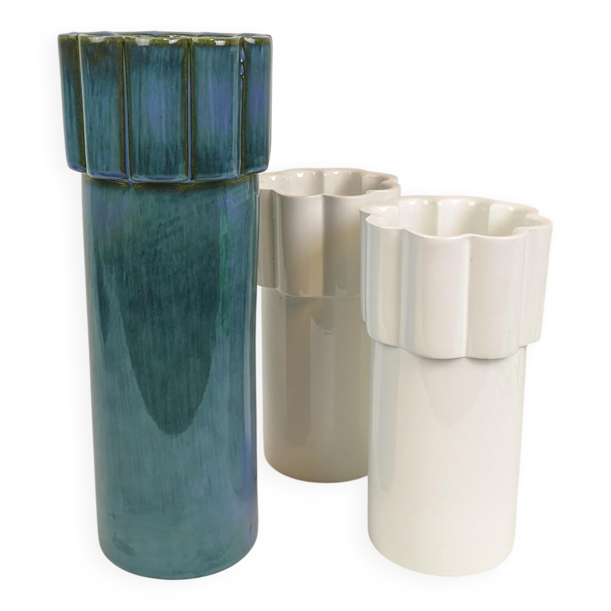 Modern Scandinavian set of 3 Konvex vases by Karin Björquist Gustavsberg, Sweden.