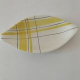 Salins shuttle dish – “Montreal” yellow & black decor – 1950s
