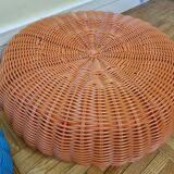 Pair of vintage blue and orange Ikea poufs, 80s
