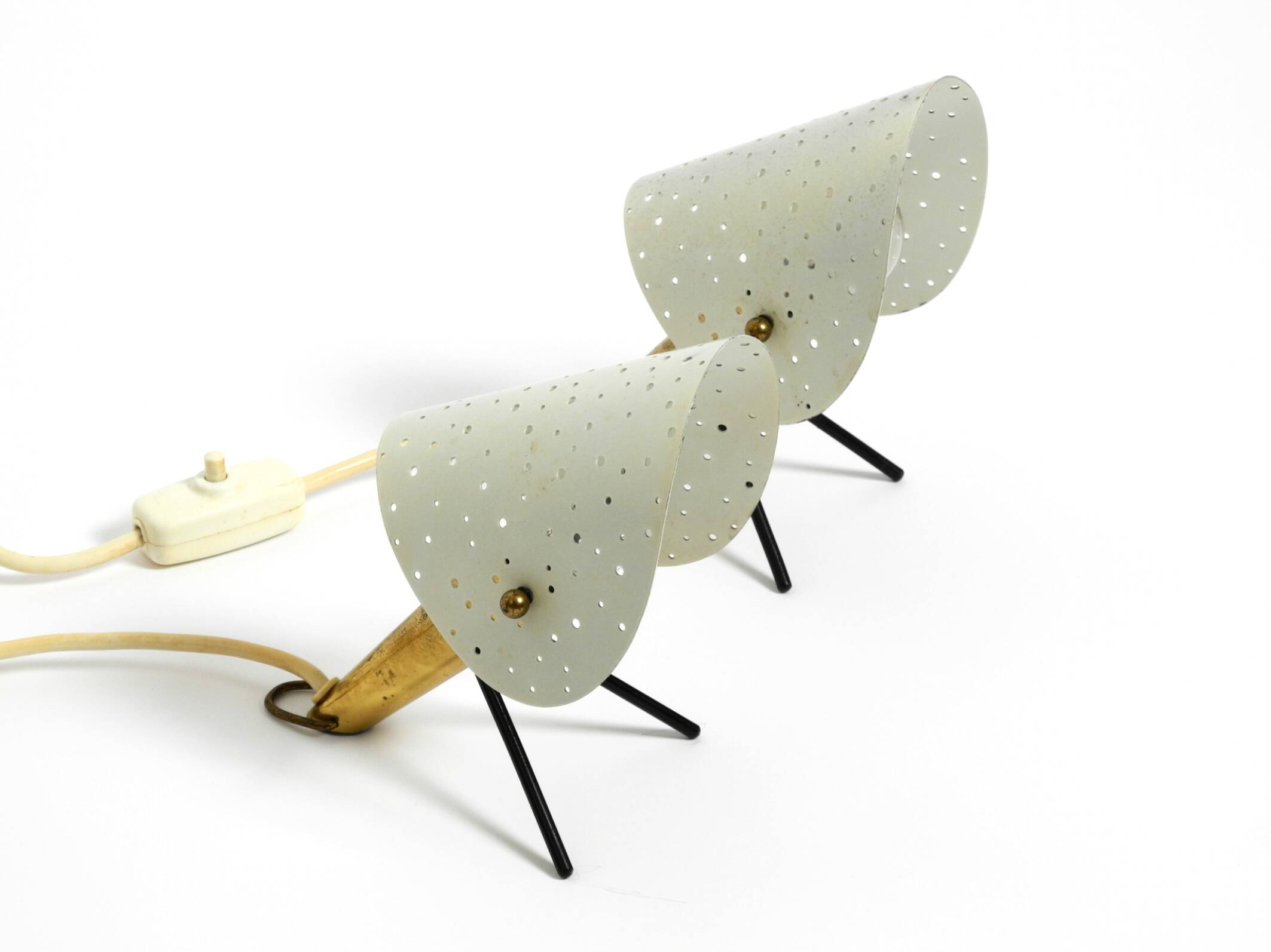 Pair of Mid Century Modern metal brass table and wall lamps by Ernest Igl