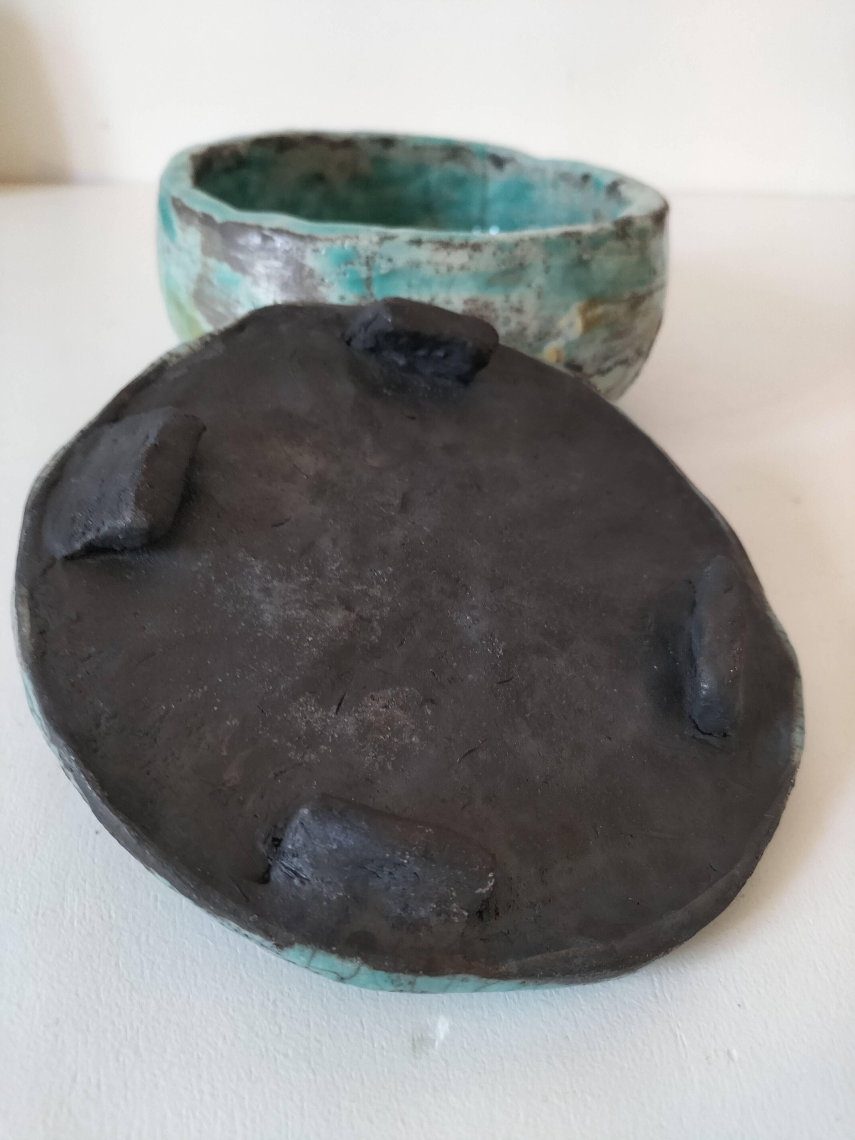 Raku-style handcrafted ceramic box