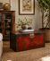 Antique Chinese Red Lacquered Trunk with Hand-Painted Floral Decorations