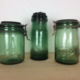 Set of 6 la Lorraine glass jars, green jar