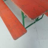 Vintage german beer table and benches orange