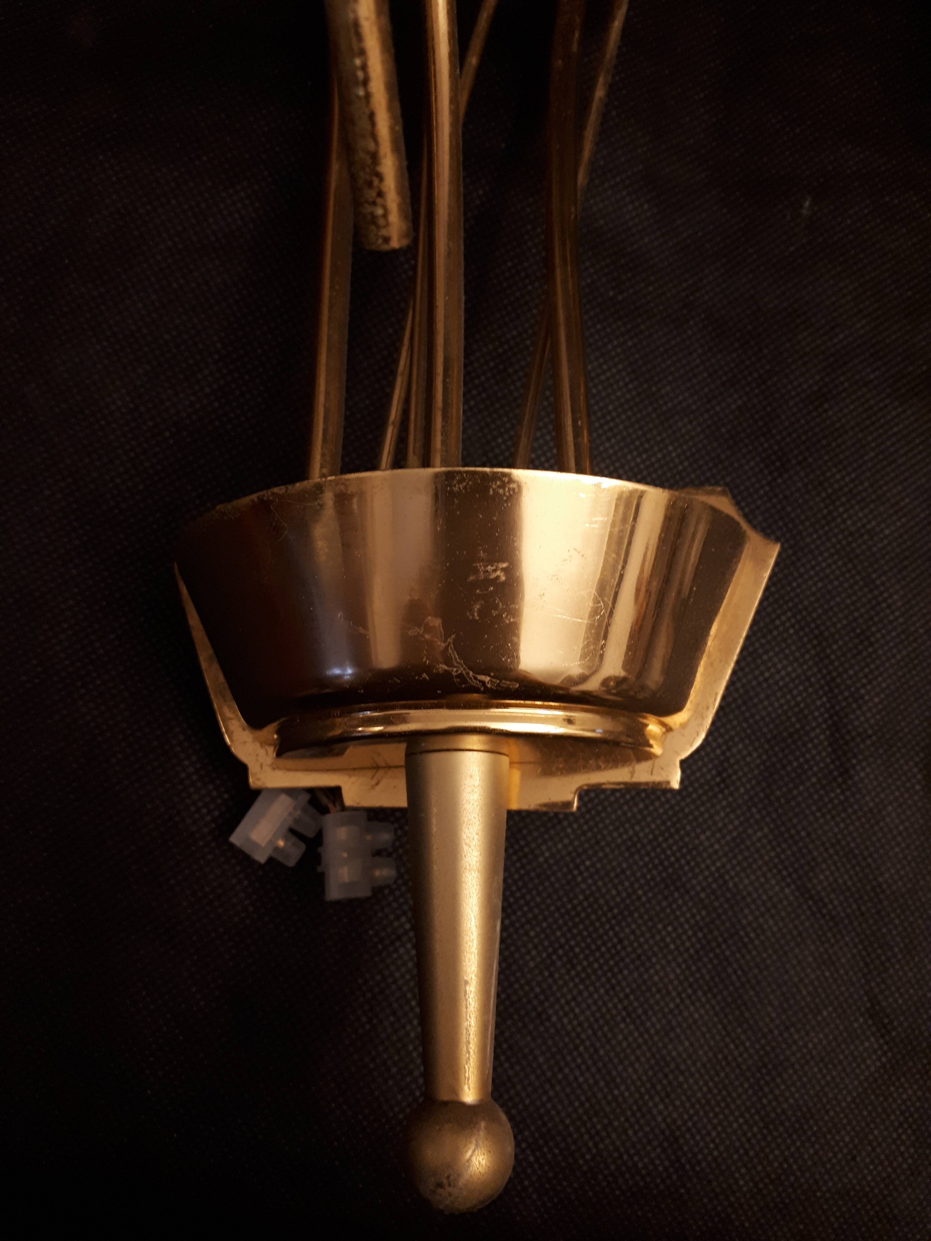 Pair sconces metal dore décor stars Lunel vintage 1950