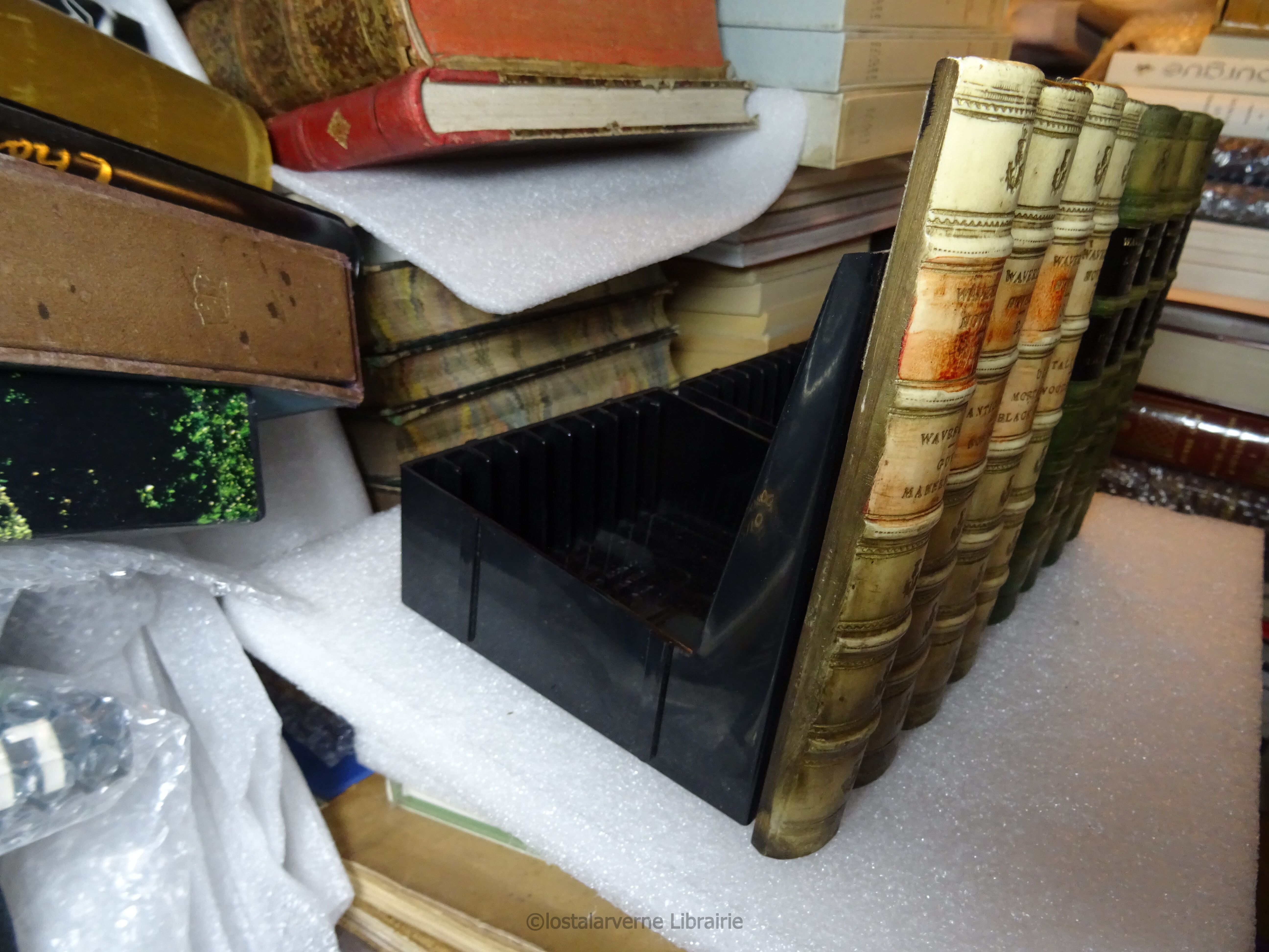 Lot of 4 cd racks for 40 cds - walter scott fake book front - made in uk vintage