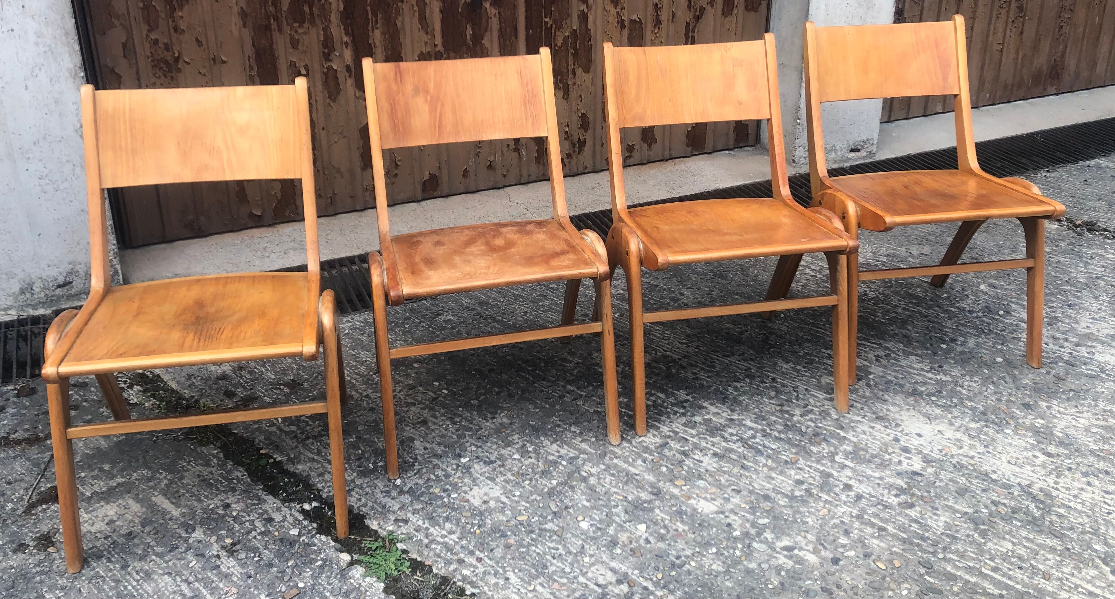 Vintage blond wood chairs 60s