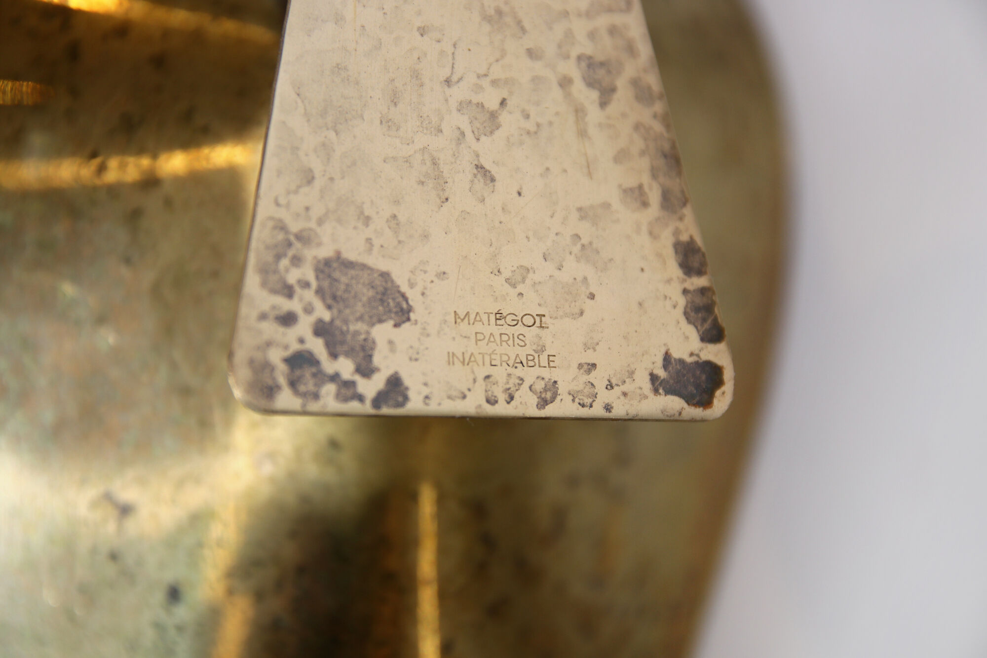 Rare brass Mathieu Matégot vide poche, 1950s