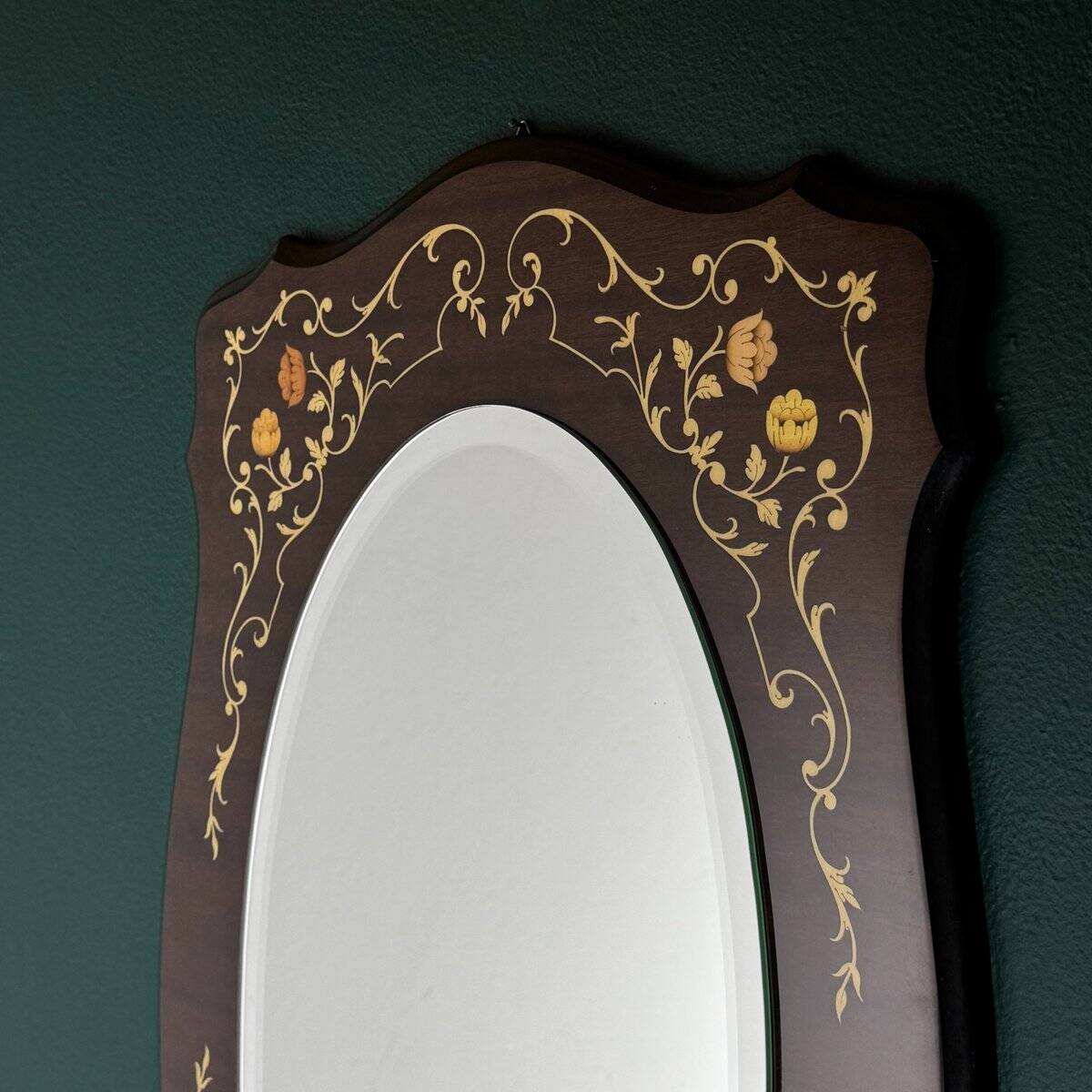 Large vintage wooden mirror, Italy, 1970s