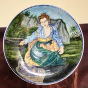 Decorative ceramic plate – Signed A. Del Bianco, Gubbio (Italy)