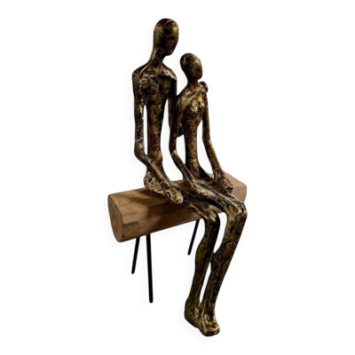 Statue décorative ''Couple sur banc'' - Circa 2000