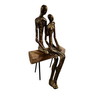 Decorative statue "Couple on bench" - Circa 2000