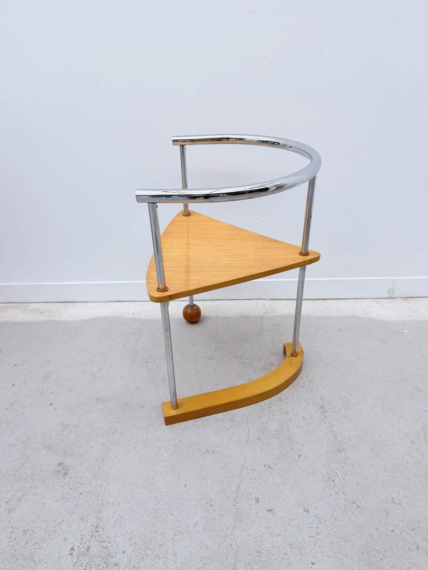 Postmodern chair in chrome and wood, 1980