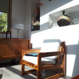 Vintage armchair in solid pine 70s