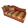Vintage 3-seater chaise longue – varnished wood – jacquard fabric