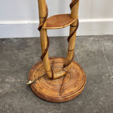 Louis Sognot rattan and wicker floor lamp, France, 1960s