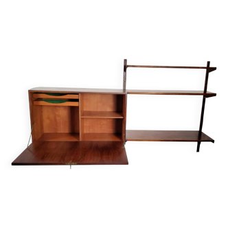 Scandinavian wooden wall-mounted secretary shelf Design Kai Kristiansen
