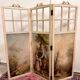 Three-panel screen in Louis XVI style with Romantic decorations and landscapes.