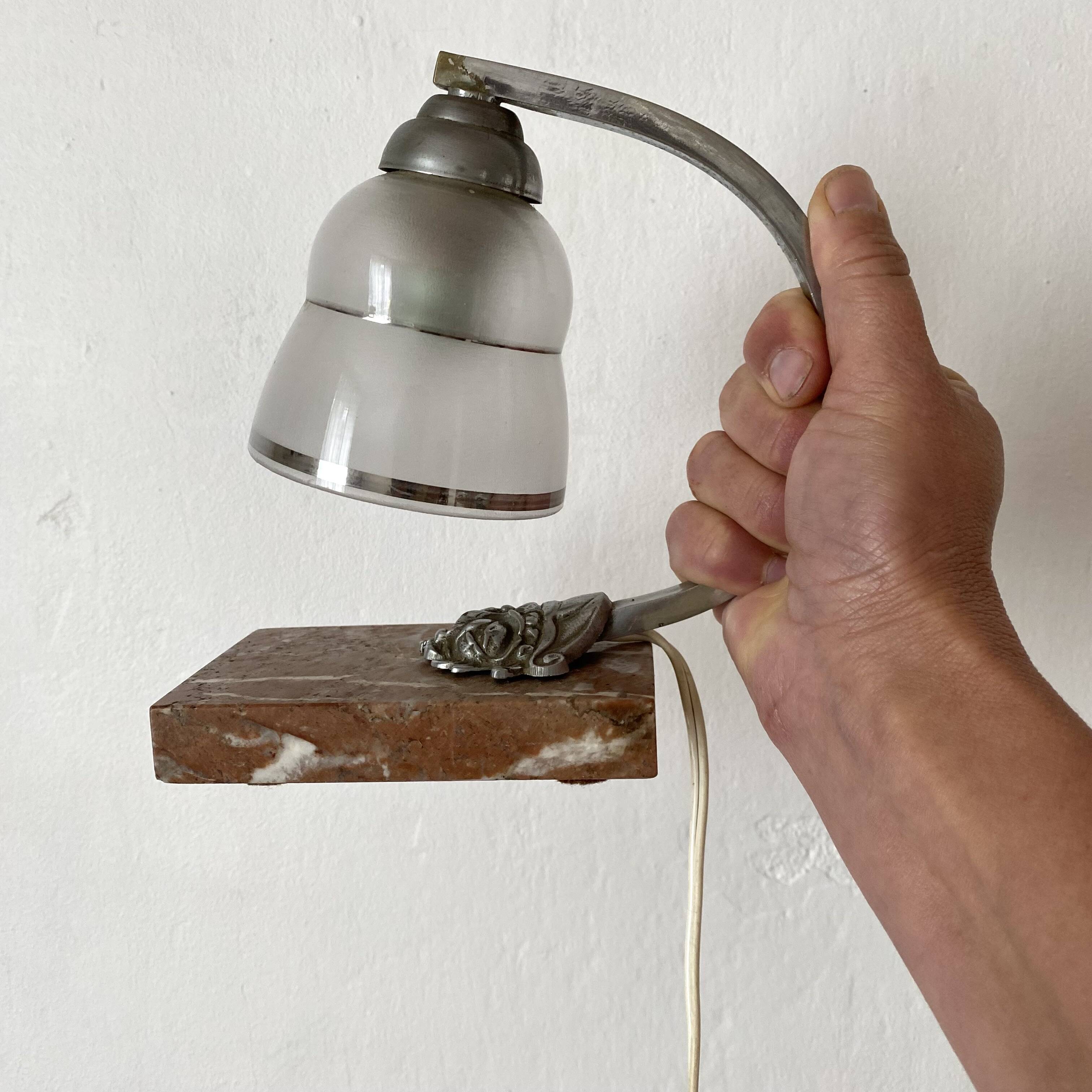 Art deco night light with marble base