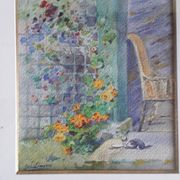 Antique painting depicting a landscape