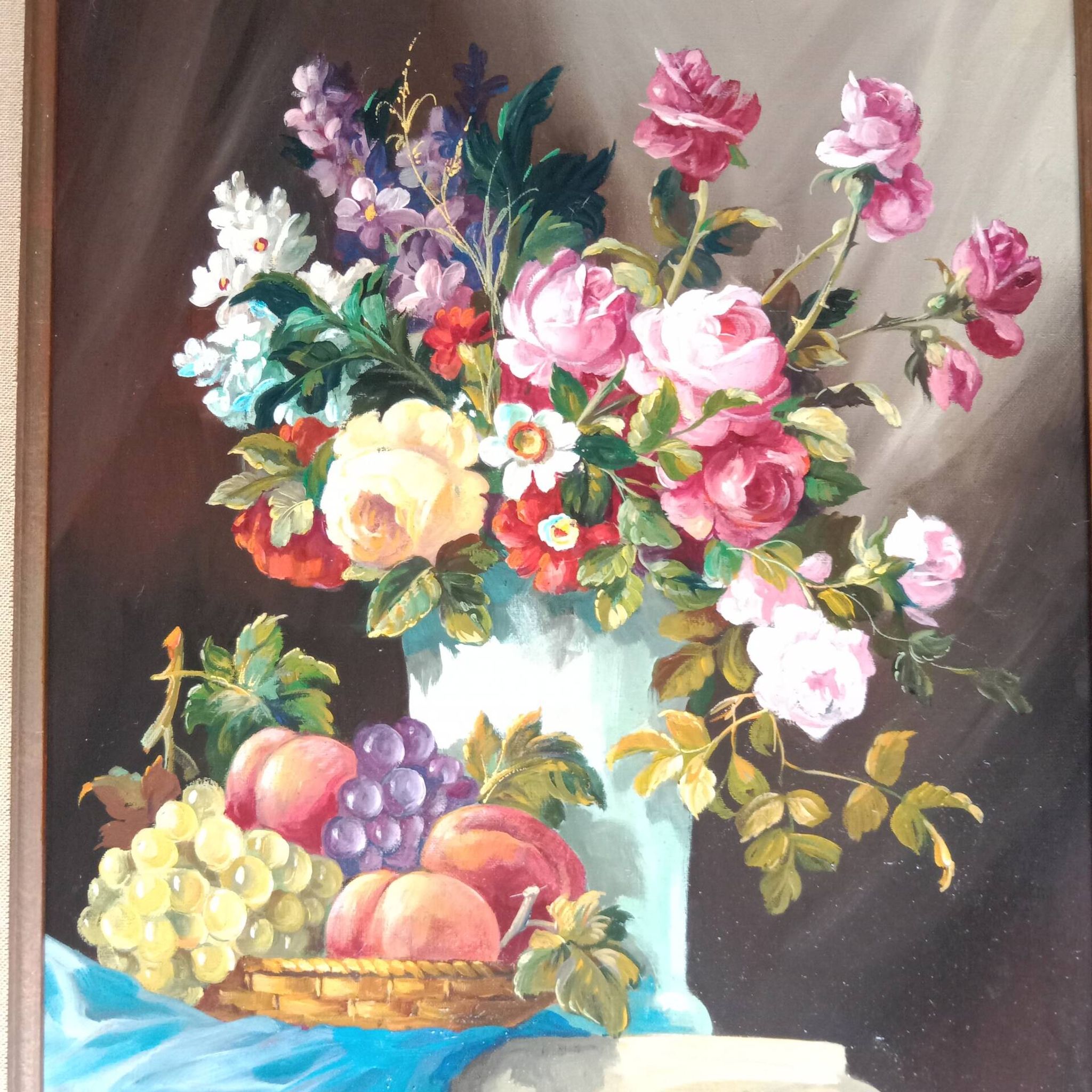 Still Life with Flowers and Fruits signed by Georges Mallet