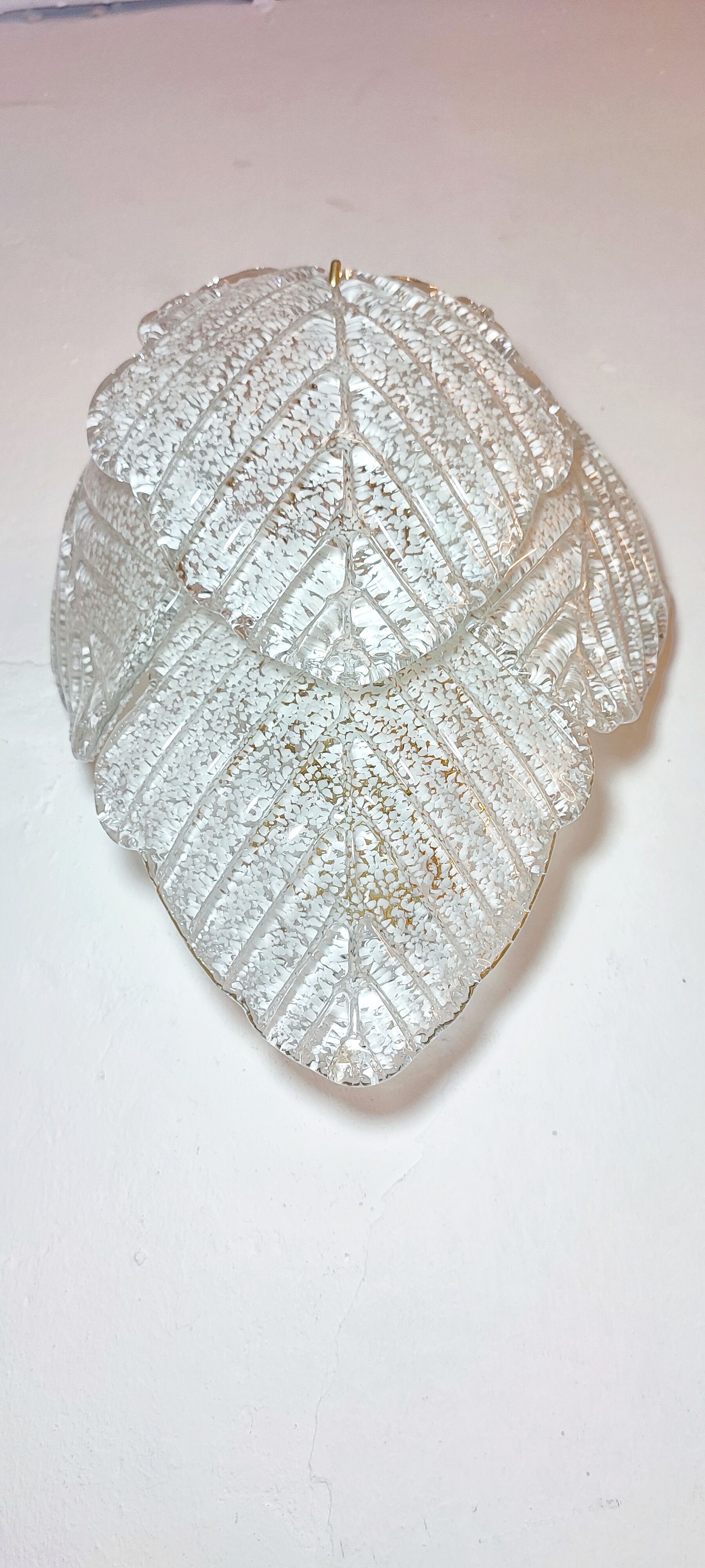 Wall sconce "Mazzega" with Murano glass leaves, Italy 1980