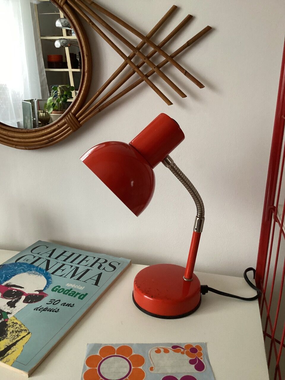 Red metal lamp