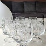 Lot 6 x verres à cognac en cristal de bohème taillé